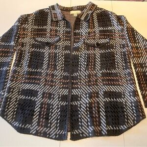 Stylish Plaid Women's Open Front Cardigan - Black, Gray, Peach and White